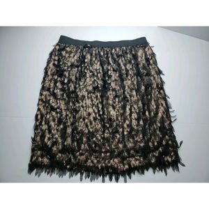 Worthington Black Gold Fringe Skirt Knee length